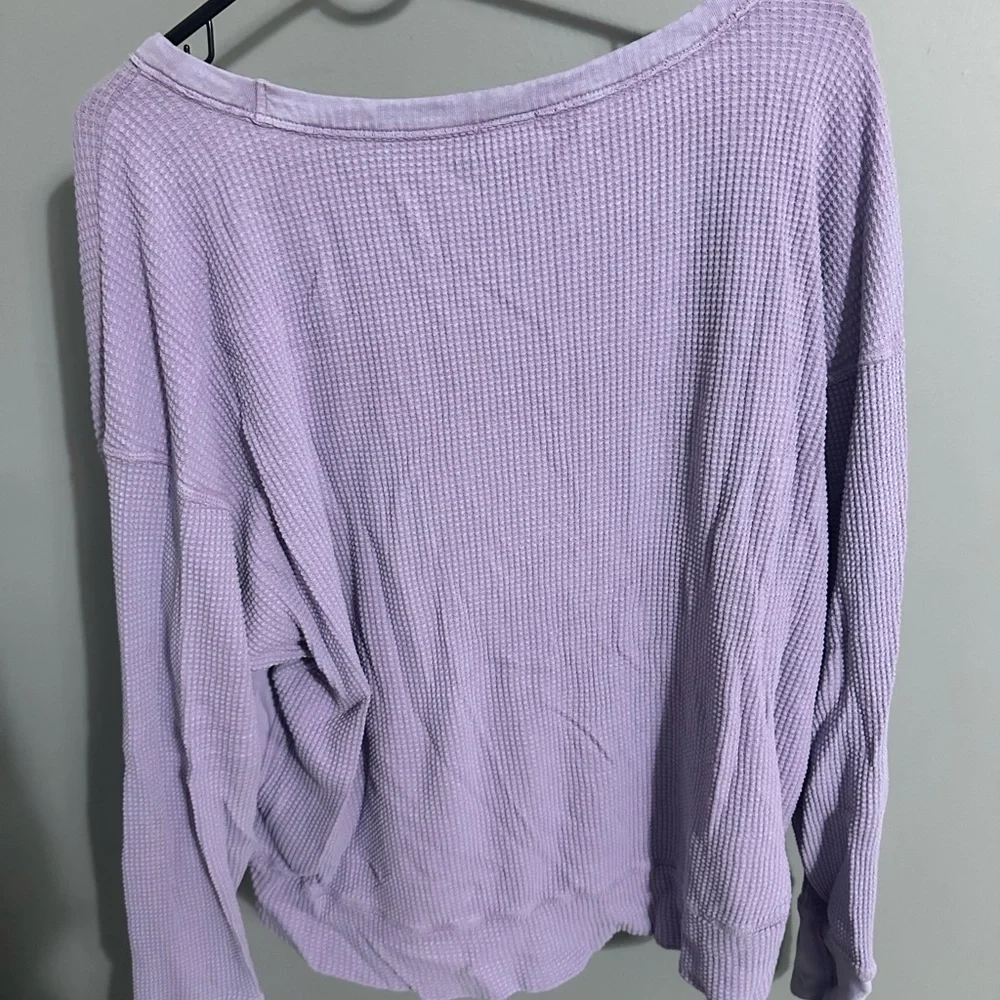 Aerie Lilac Waffle Knit Sweatshirt - Picture 3 of 3